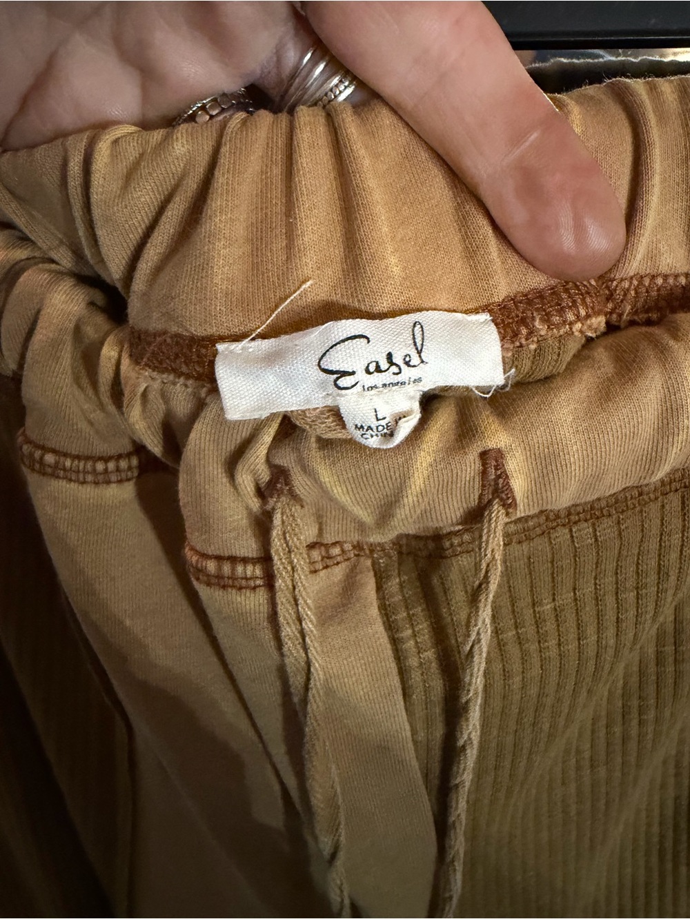 Easel Colorblock Drawstring Cargo Joggers - Taupe & Mauve - Picture 2 of 3